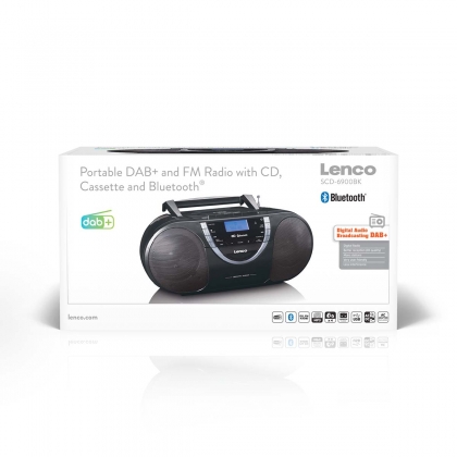 Draagbare DAB+ en FM-radio met CD-cassette en Bluetooth Zwart