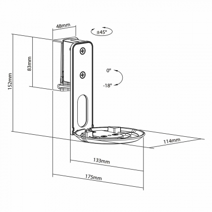 Speakerbeugel | Geschikt voor: Sonos® Era100 | Wand | 3 kg | Kantelbaar / Zwenken | Kantelbaar | Draaibaar | ABS / Metaal | Zwart