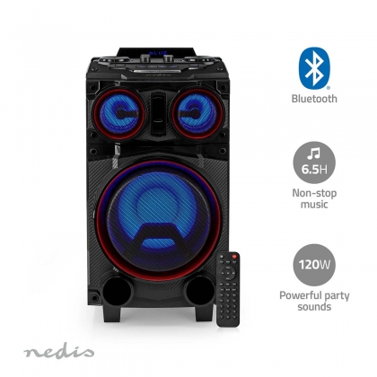 Bluetooth® Party Speaker | Maximale batterijduur: 6.5 uur | 120 W | Handgreep | Feestverlichting | Equalizer | Zwart