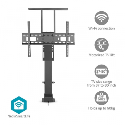 Gemotoriseerde TV-lift | 37 - 80 " | Maximaal schermgewicht: 60 kg | Ingebouwd Kastontwerp | Hefbereik: 68 - 158 cm | Afstandbestuurbaar | ABS / Staal | Zwart