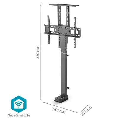 Gemotoriseerde TV-lift | 37 - 80 " | Maximaal schermgewicht: 60 kg | Ingebouwd Kastontwerp | Hefbereik: 68 - 158 cm | Afstandbestuurbaar | ABS / Staal | Zwart