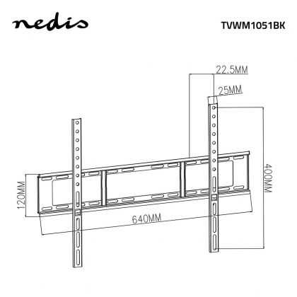 Vaste TV-Muurbeugel | 37 - 70 " | Maximaal schermgewicht: 35 kg | Minimale muurafstand: 23 mm | Staal | Zwart