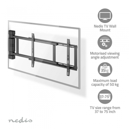 Motorised TV Wall Mount | 32 - 75 " | Maximum supported screen weight: 50 kg | Rotatable | Minimum wall distance: 56 mm | Remote controlled | ABS / Steel | Black