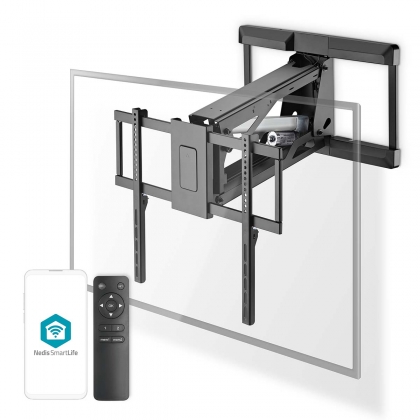 SmartLife Motorised TV Wall Mount | 37 - 75 " | Maximum supported screen weight: 35 kg | Rotatable | Minimum wall distance: 153 mm | Maximum wall distance: 485 mm | Remote controlled | ABS / Steel | Black