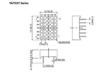 DOT MATRIX DISPLAY 18mm GEMEENSCHAPPELIJKE KATHODE GROEN