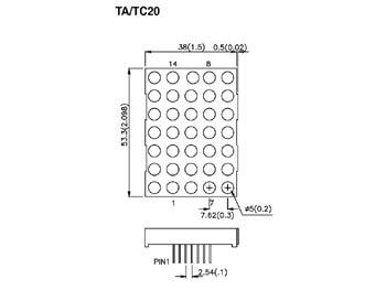 DOT MATRIX DISPLAY 50mm GEMEENSCHAPPELIJKE KATHODE SUPERROOD