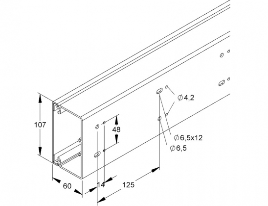 Universele wandgoot wit 2 meter 110mm x 60mm RAL9001