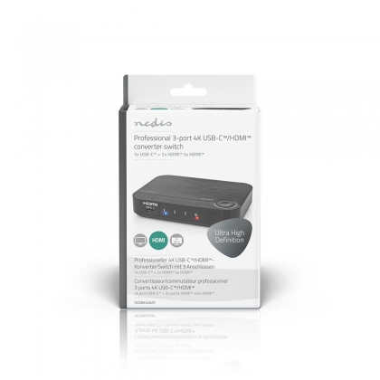 HDMI™-Converter | 1x USB-C™ / 2x HDMI™ Input | 1x HDMI™ Output | 1-weg | 4K@60Hz | 18 Gbps | ABS | Antraciet