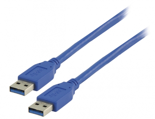 USB 3.0 Kabel A Male - A Male Rond 3.00 m Blauw