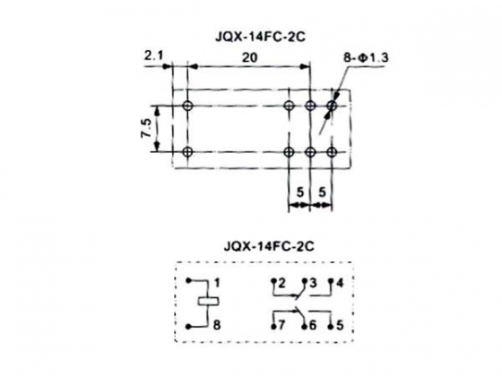 VERTICAAL RELAIS 5A/30VDC-220VAC 2 x WISSEL 6Vdc