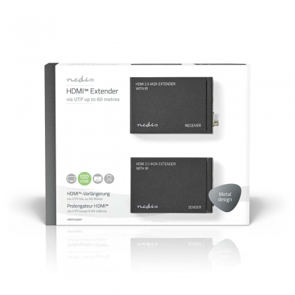 HDMI™-Extender | Over Cat6 | tot 60 m | 4K@60Hz | 18 Gbps | Metaal | Antraciet