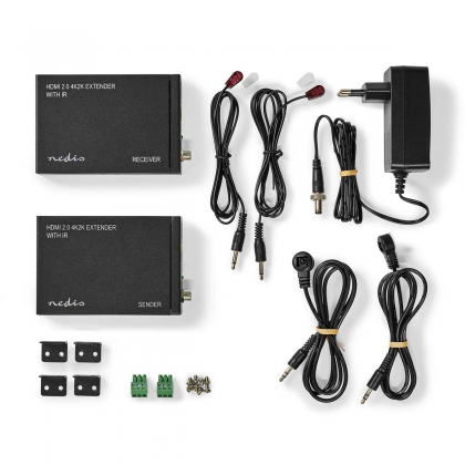 HDMI™-Extender | Over Cat6 | tot 60 m | 4K@60Hz | 18 Gbps | Metaal | Antraciet