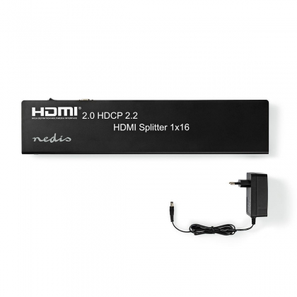 HDMI™-Splitter | 2 x 8 poort(en) | HDMI™ Input | USB-A Female / 16x HDMI™ Output | 4K@60Hz | 18 Gbps | Metaal | Antraciet