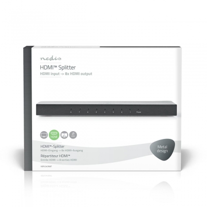 HDMI™-Splitter | 8-Poorts poort(en) | HDMI™ Input | 8x HDMI™ Output | 4K@60Hz | 18 Gbps | Metaal | Antraciet