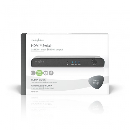 HDMI™-Switch | 3 poort(en) | 3x HDMI™ Input | 1x HDMI™ Output | 4K@60Hz | 18 Gbps | Afstandbestuurbaar | Metaal | Antraciet