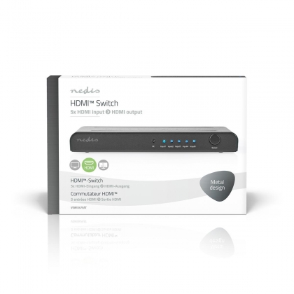 HDMI™-Switch | 5-Poorts poort(en) | 5x HDMI™ Input | 1x HDMI™ Output | 4K@60Hz | 18 Gbps | Afstandbestuurbaar | Metaal | Antraciet