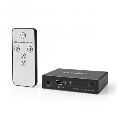 HDMI™-Switch | 3 poort(en) | 3x HDMI™ Input | HDMI™ Output | 8K@60Hz | 45 Gbps | Afstandbestuurbaar | Aluminium | Antraciet