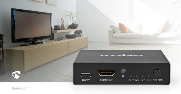 HDMI™-Switch | 3 poort(en) | 3x HDMI™ Input | HDMI™ Output | 8K@60Hz | 45 Gbps | Afstandbestuurbaar | Aluminium | Antraciet