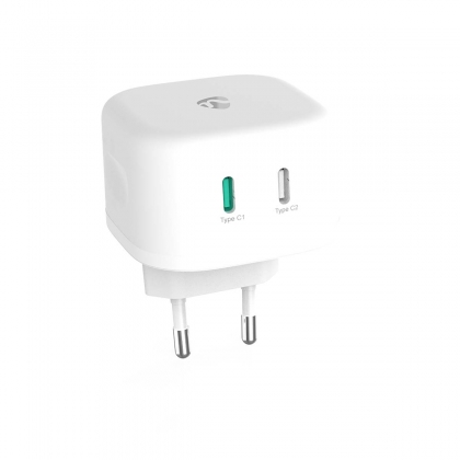 Oplader | 45 W | GaN | Snellaad functie | 2.25 / 3.0 A | Outputs: 2 | 2x USB-C™ | Automatische Voltage Selectie | Wit