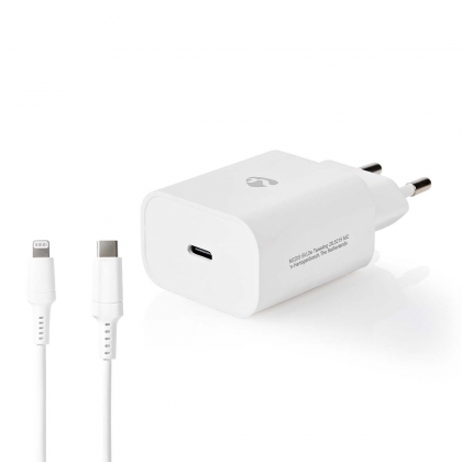 Oplader | 20 W | Snellaad functie | 1.67 / 2.22 / 3.0 A | Outputs: 1 | USB-C™ | Lightning 8-Pins (Los) Kabel | 1.00 m | Automatische Voltage Selectie | Wit