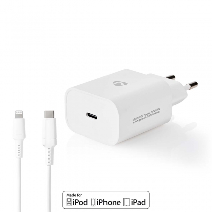 Oplader | 20 W | Snellaad functie | 1.67 / 2.22 / 3.0 A | Outputs: 1 | USB-C™ | Lightning 8-Pins (Los) Kabel | 1.00 m | Automatische Voltage Selectie | Wit