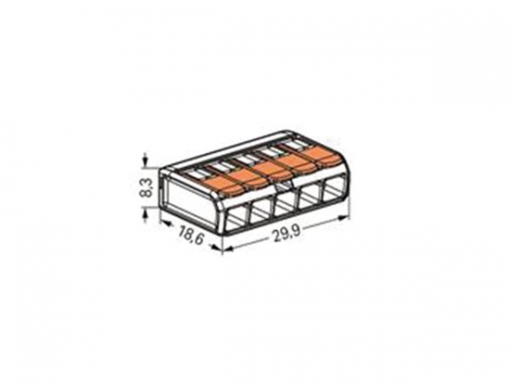 COMPACT SPLICING CONNECTOR 5 x 0,2 - 4 mm² VOOR ALLE DRAADTYPEN - 8 st.