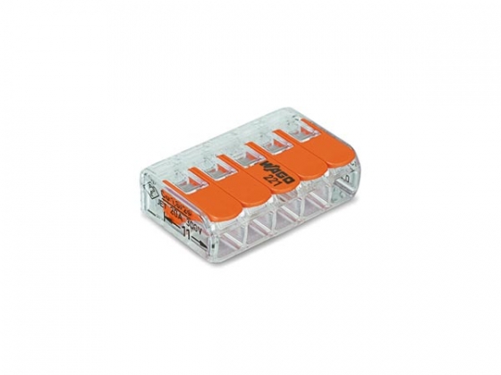 COMPACT SPLICING CONNECTOR 5 x 0,2 - 4 mm² VOOR ALLE DRAADTYPEN - 8 st.