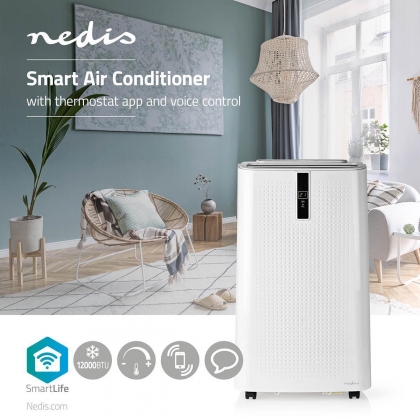 SmartLife 3-in-1 Airconditioner | Wi-Fi | 12000 BTU | 100 m³ | Ontvochtiging | Android™ / IOS | Energieklasse: A | 3 Snelheden | 65 dB | Wit