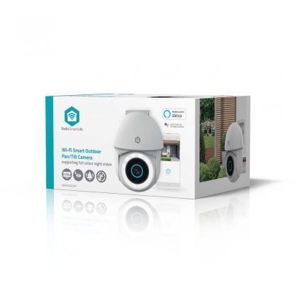 SmartLife Camera voor Buiten | Wi-Fi | Spotlight | 3MP Full HD 1296p | Pan tilt | IP65 | Cloud Opslag (optioneel) / microSD (niet inbegrepen) / Onvif | 5 V DC | Met bewegingssensor | Nachtzicht | Wit