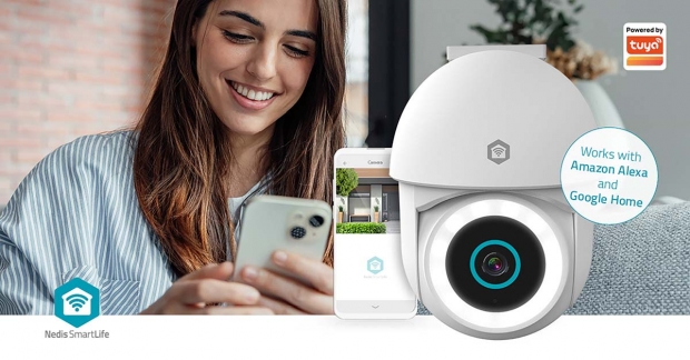 SmartLife Camera voor Buiten | Wi-Fi | Spotlight | 3MP Full HD 1296p | Pan tilt | IP65 | Cloud Opslag (optioneel) / microSD (niet inbegrepen) / Onvif | 5 V DC | Met bewegingssensor | Nachtzicht | Wit