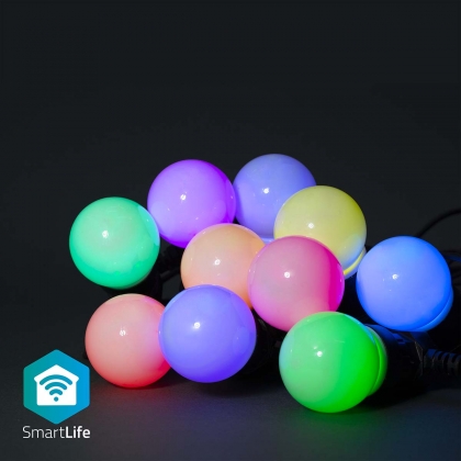 SmartLife Decoratieve Verlichting | Feestverlichting | Wi-Fi | RGB / Wit | 10 LED's | 9.00 m | Android™ | Diameter bulb: 50 mm