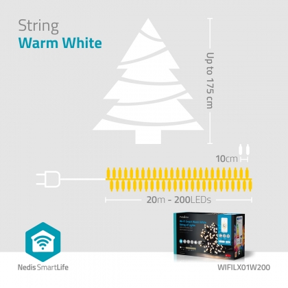 SmartLife-kerstverlichting | Koord | Wi-Fi | Warm Wit | 200 LED's | 20.0 m | Android™ / IOS