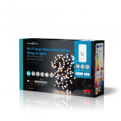 SmartLife-kerstverlichting | Koord | Wi-Fi | Warm tot Koel Wit | 100 LED's | 10.0 m | Android™ / IOS