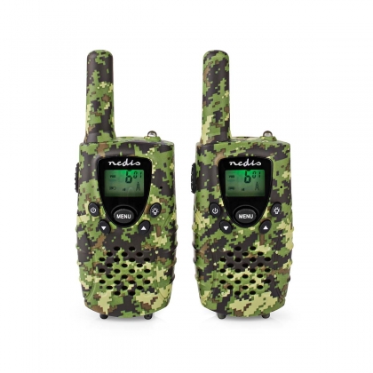 Walkie talkie Set | 2 Handsets | Tot 8 km | Frequentiekanalen: 8 | PTT / VOX | tot 2,5 uur | Koptelefoonoutput | 2 Headsets | Inclusief reiskoffer | Groen