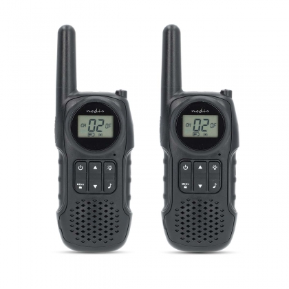 Walkie talkie Set | 2 Handsets | Tot 10 km | Frequentiekanalen: 8 | PTT / VOX | tot 3 uur | Koptelefoonoutput | Zwart