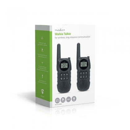 Walkie talkie Set | 2 Handsets | Tot 10 km | Frequentiekanalen: 8 | PTT / VOX | tot 3 uur | Koptelefoonoutput | Zwart