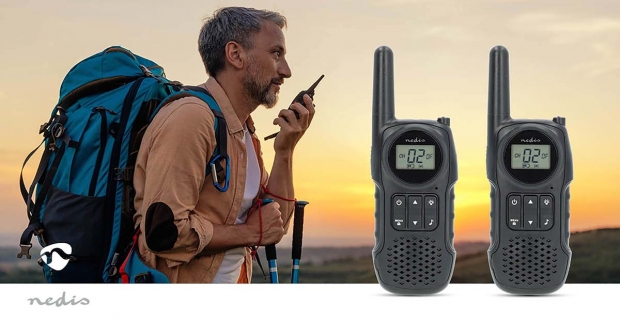 Walkie talkie Set | 2 Handsets | Tot 10 km | Frequentiekanalen: 8 | PTT / VOX | tot 3 uur | Koptelefoonoutput | Zwart