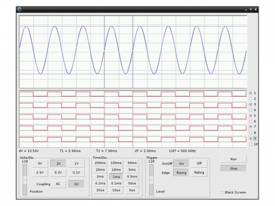 Oscilloscoop en Logic Analyzer Shield voor Raspberry Pi