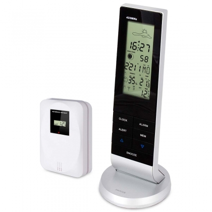 Weerstation met draadloze sensor Zwart / Zilver