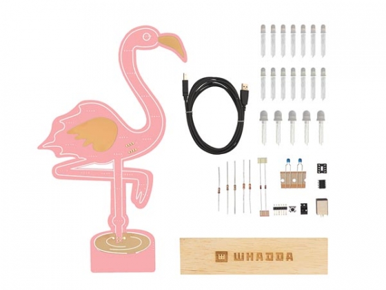 XL flamingo soldeerset, promoset met gratis soldeerbout en soldeertin, educatief en creatief doe-het-zelf elektronicaproject - VS-versie