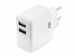 USB-oplader, 2 x USB-A, Quick Charge 3.0-functie, 30 W, 4 A, wit