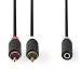 Stereo-Audiokabel | 2x RCA Male | 3,5 mm Female | Verguld | 1.00 m | Rond | Antraciet | Doos