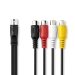 DIN-Audiokabel | DIN 5-Pins Male | 4x RCA Female | Vernikkeld | 0.20 m | Rond | PVC | Zwart | Label