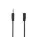 Stereo-Audiokabel | 3,5 mm Male | 3,5 mm Female | Vernikkeld | 3.00 m | Rond | Zwart | Label