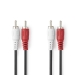 Stereo-Audiokabel | 2x RCA Male | 2x RCA Male | Vernikkeld | 1.00 m | Rond | Zwart | Label