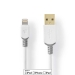 Lightning Kabel | USB 2.0 | Apple Lightning 8-Pins | USB-A Male | 480 Mbps | Verguld | 3.00 m | Rond | PVC | Grijs / Wit | Doos