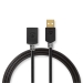 USB-Kabel | USB 2.0 | USB-A Male | USB-A Female | 480 Mbps | Verguld | 3.00 m | Rond | PVC | Antraciet | Doos