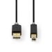 USB-Kabel | USB 2.0 | USB-A Male | USB-B Male | 480 Mbps | Verguld | 1.00 m | Rond | PVC | Antraciet | Doos