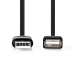 USB-Kabel | USB 2.0 | USB-A Male | USB-A Female | 480 Mbps | Vernikkeld | 0.20 m | Rond | PVC | Zwart | Doos