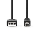 USB-Kabel | USB 2.0 | USB-A Male | USB-B Male | 480 Mbps | Vernikkeld | 1.00 m | Rond | PVC | Zwart | Doos